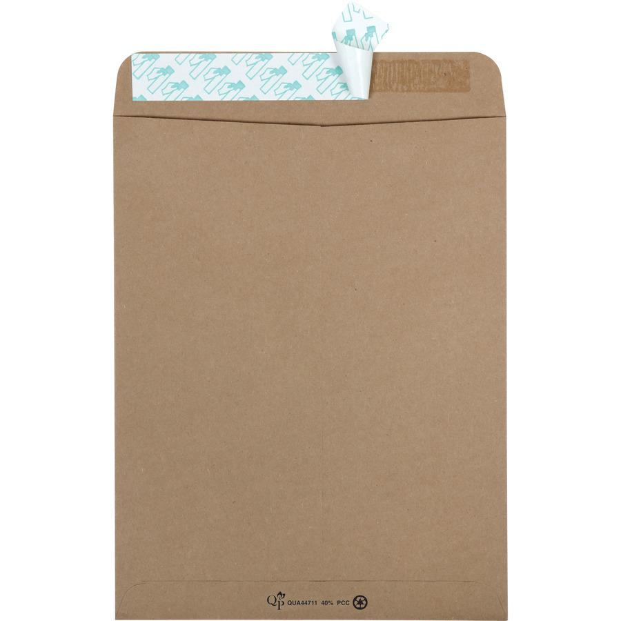 Quality Park 9 x 12 Catalog Mailing Envelopes with Redi-Strip&reg; Self-Seal Closure - Catalog - 9" Width x 12" Length - 24 lb - Peel & Seal - 100 / Box - Kraft