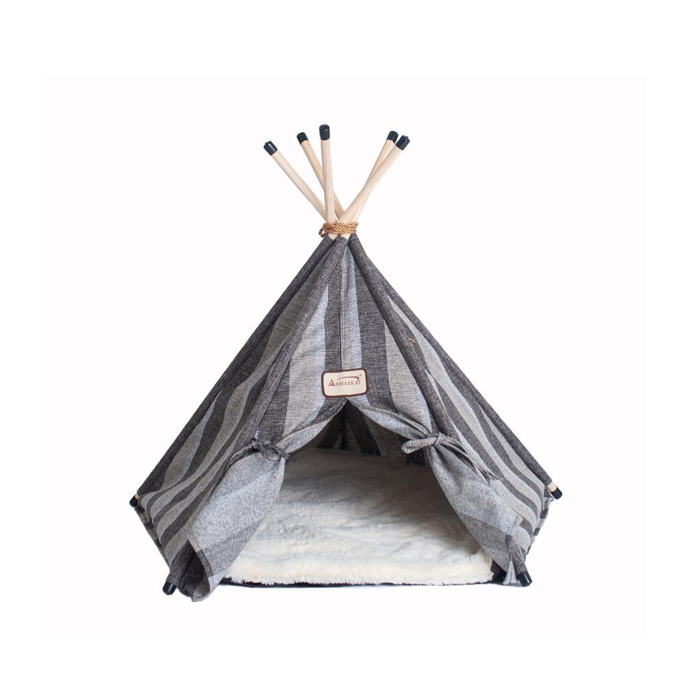 Armarkat Cat Bed Model C56HBS/SH, Teepee Style with Striped Pattern